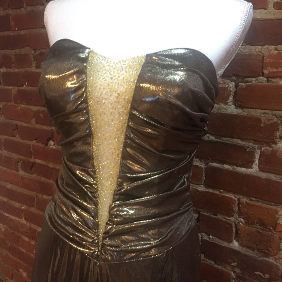 Alyce Designs gold strapless gown - Picture 6 of 13